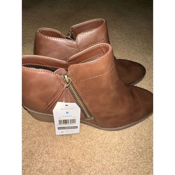 BLACK FRIDAY $20 Ankle Boots Brown Zipper Bootie women size 9 NWT - Picture 2 of 6